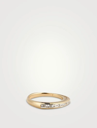 CH2 18K Gold Baguette Stack Ring With Diamonds