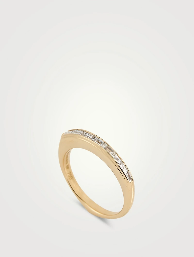 CH2 18K Gold Baguette Stack Ring With Diamonds