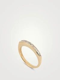 CH2 18K Gold Baguette Stack Ring With Diamonds