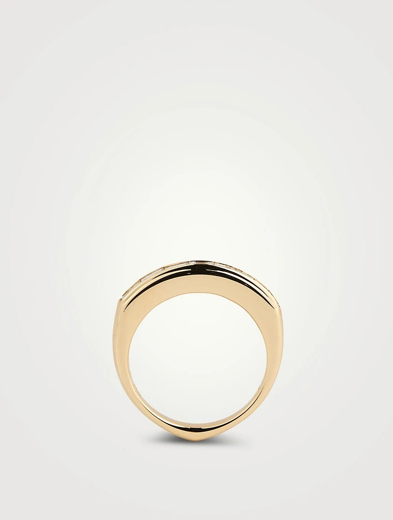 CH2 18K Gold Baguette Stack Ring With Diamonds