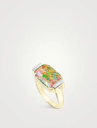 CH2 18K Gold Deco Tablet Twister Slim Ring With Diamonds