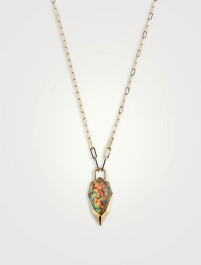 CH2 18K Gold Double Dipped Pendant Necklace With Clear Quartz