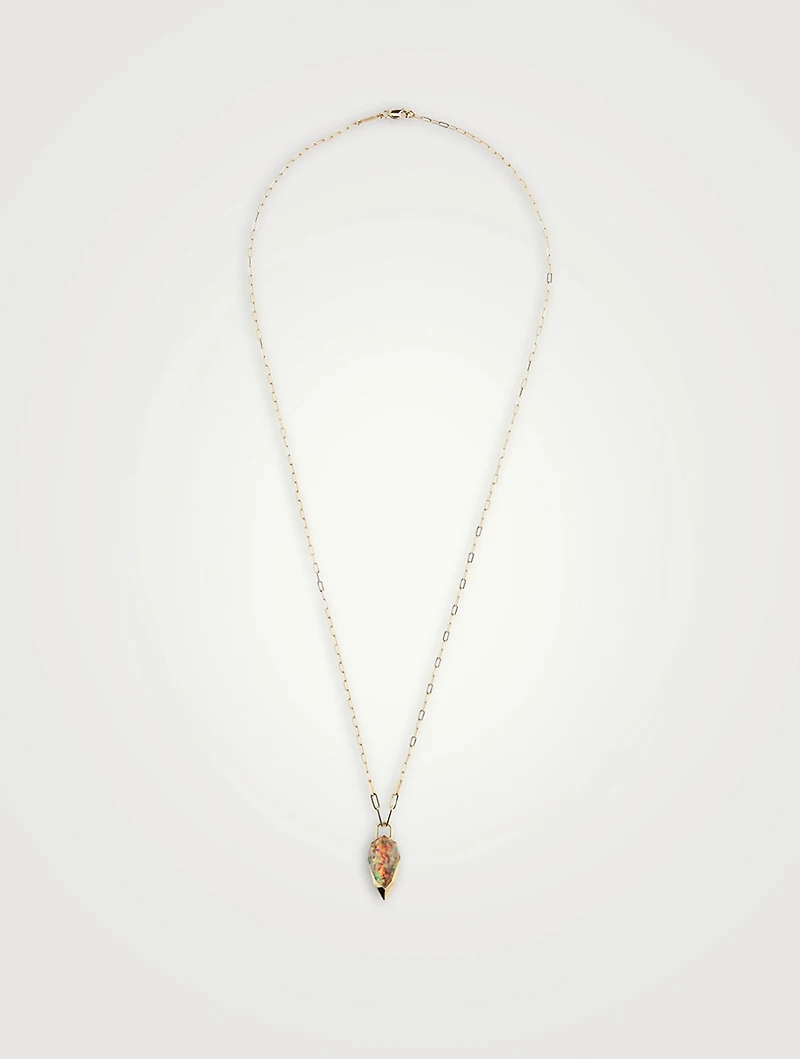 CH2 18K Gold Double Dipped Pendant Necklace With Clear Quartz