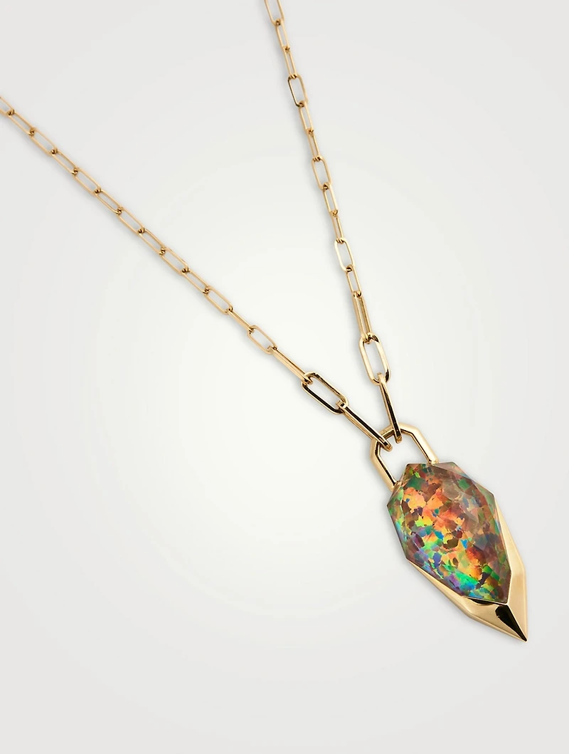 CH2 18K Gold Double Dipped Pendant Necklace With Clear Quartz