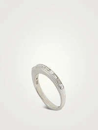 CH2 18K White Gold Baguette Stack Ring With Diamonds