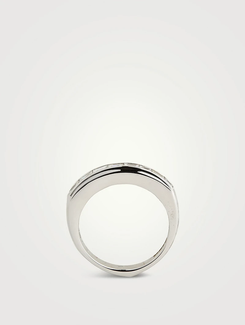 CH2 18K White Gold Baguette Stack Ring With Diamonds