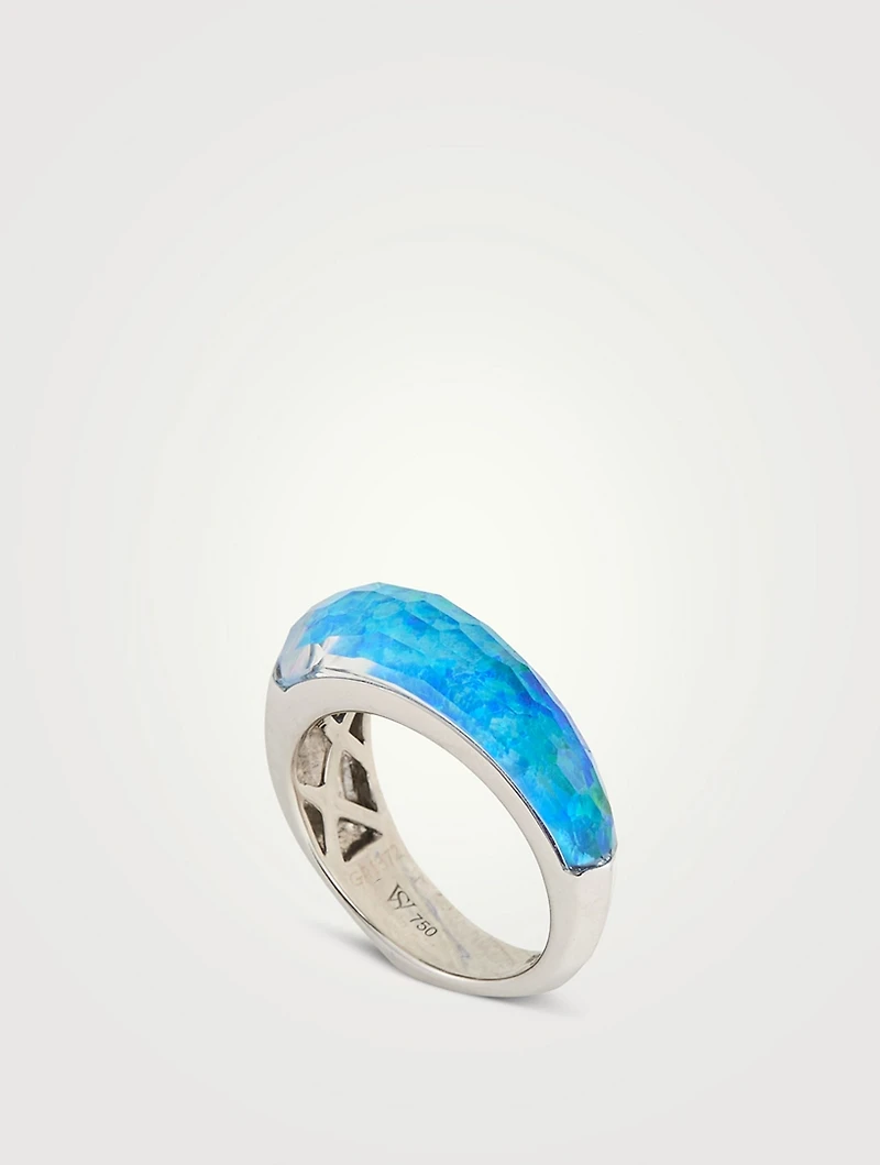 CH2 18K White Gold Shard Stack Ring With Clear Quartz