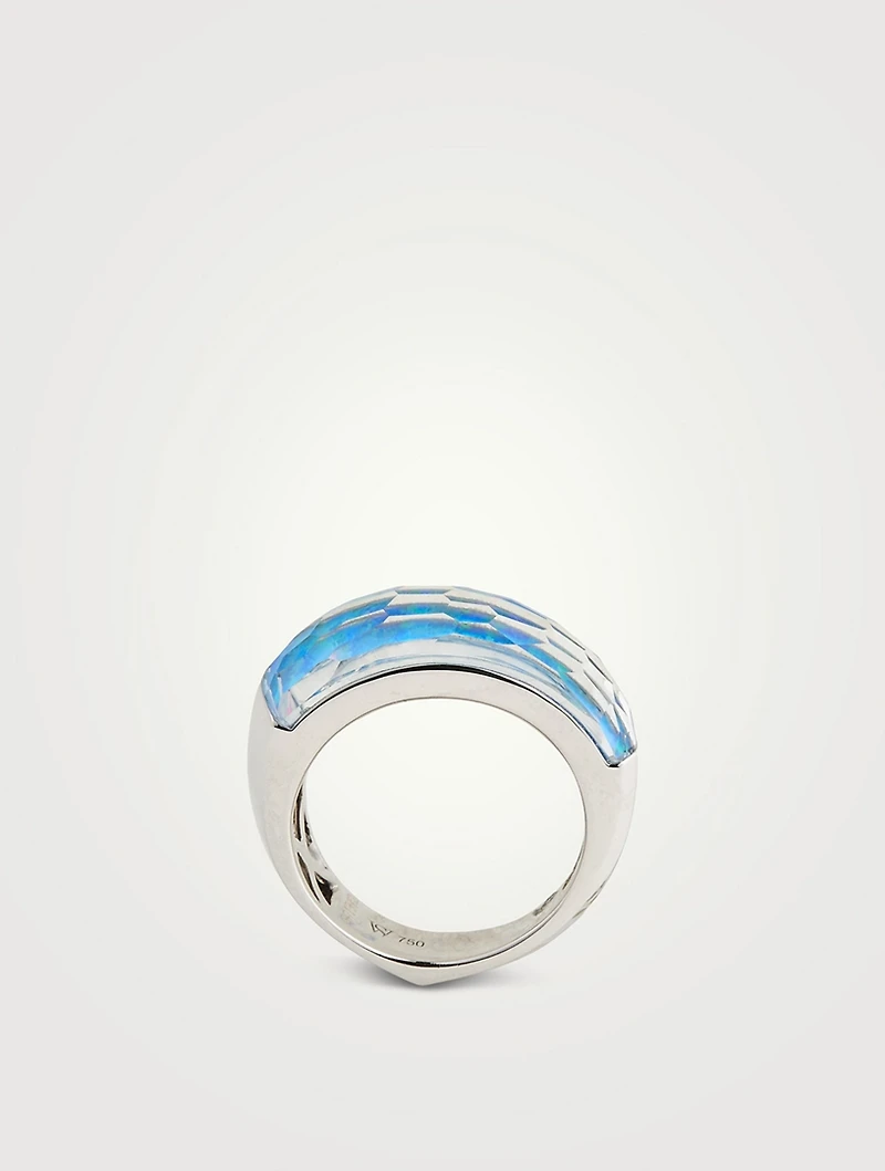 CH2 18K White Gold Shard Stack Ring With Clear Quartz