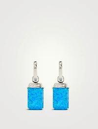 CH2 18K White Gold Tablet Twister Earrings With Clear Quartz And Diamonds