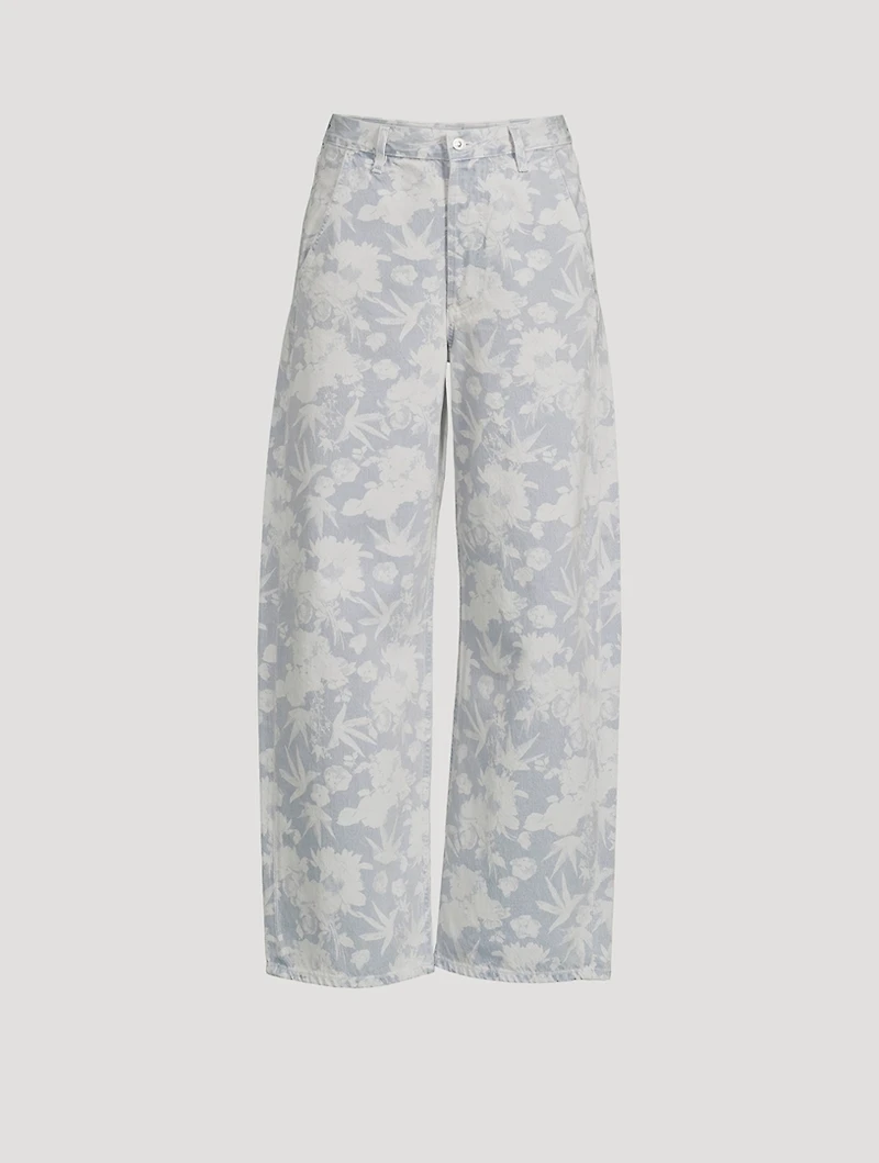 Ayla Baggy Cropped Jeans Floral Print