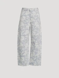 Ayla Baggy Cropped Jeans Floral Print