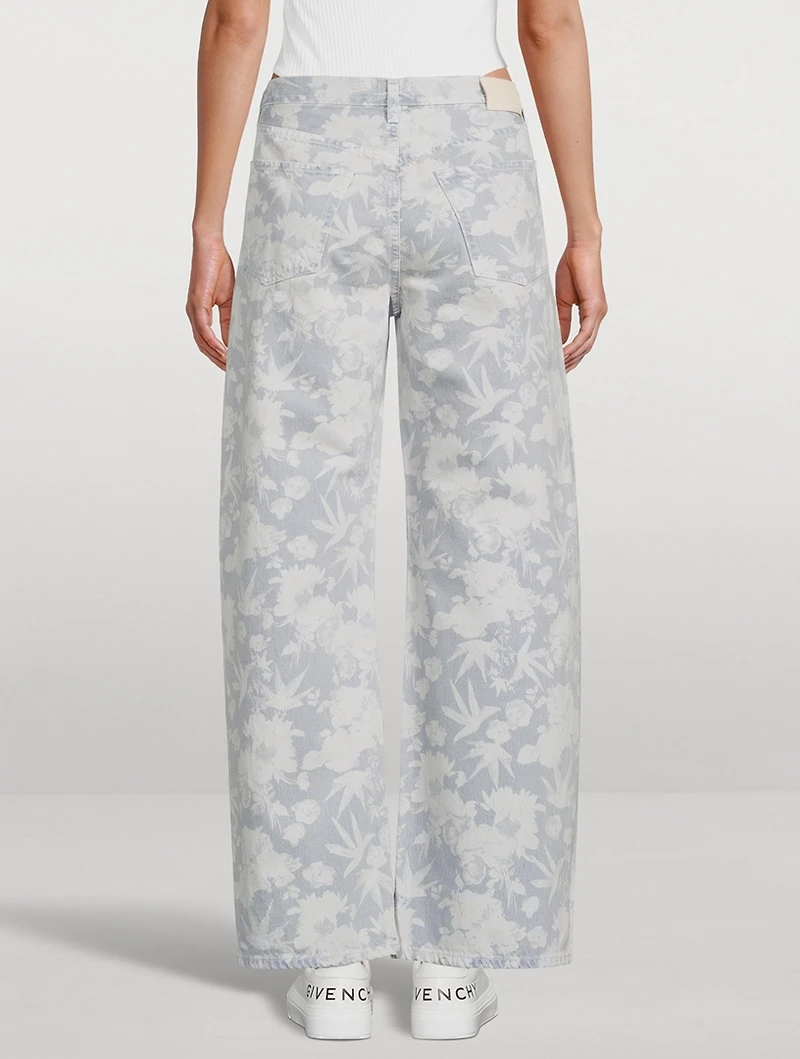Ayla Baggy Cropped Jeans Floral Print