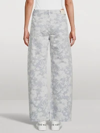 Ayla Baggy Cropped Jeans Floral Print
