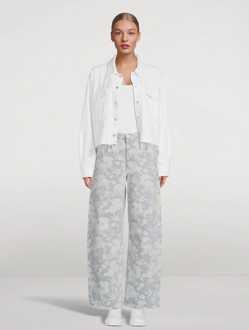 Ayla Baggy Cropped Jeans Floral Print
