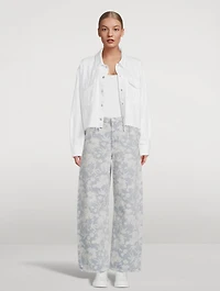 Ayla Baggy Cropped Jeans Floral Print