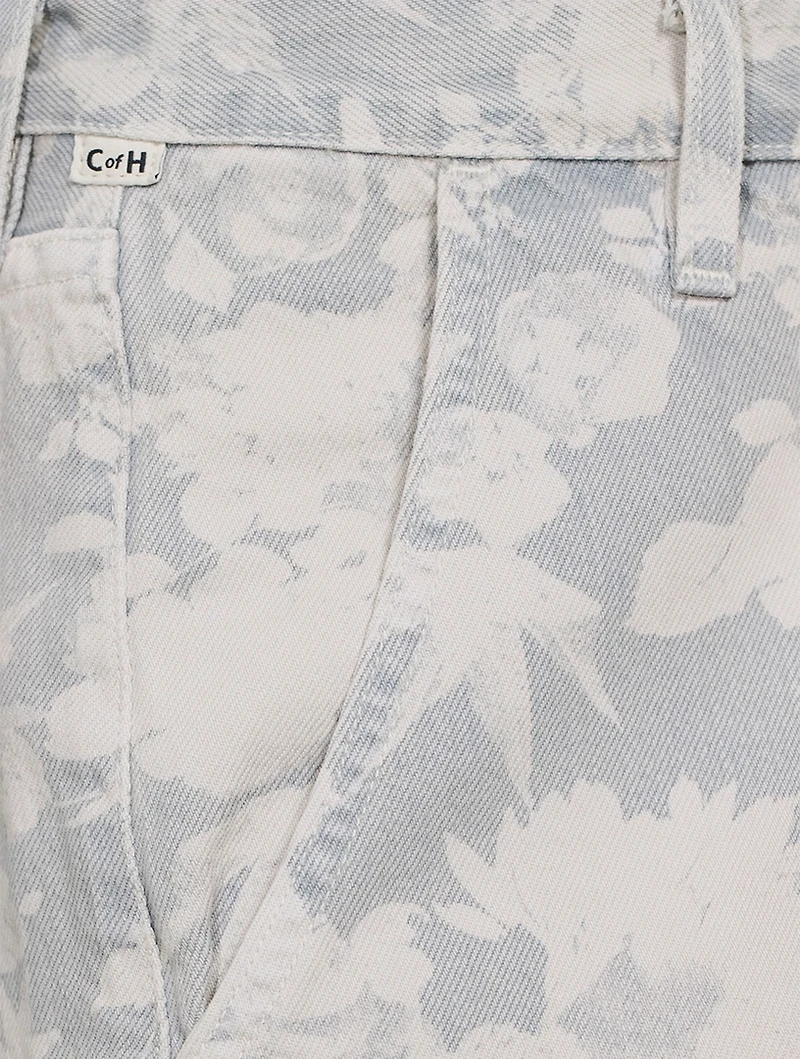 Ayla Baggy Cropped Jeans Floral Print