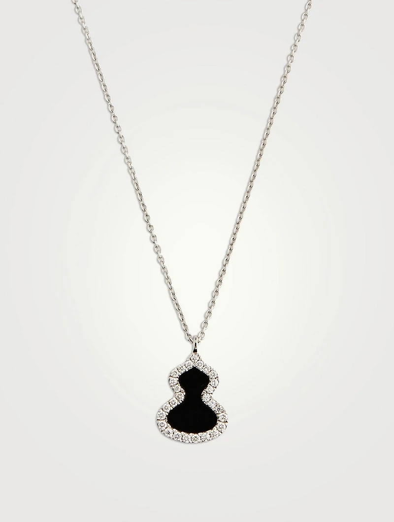 Petite Wulu 18K White Gold Necklace With Onyx And Diamonds