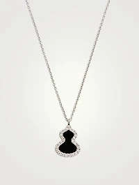 Petite Wulu 18K White Gold Necklace With Onyx And Diamonds