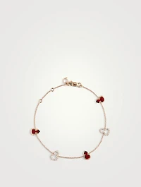 Wulu 18K Rose Gold Sautoir Bracelet With Red Enamel And Diamonds