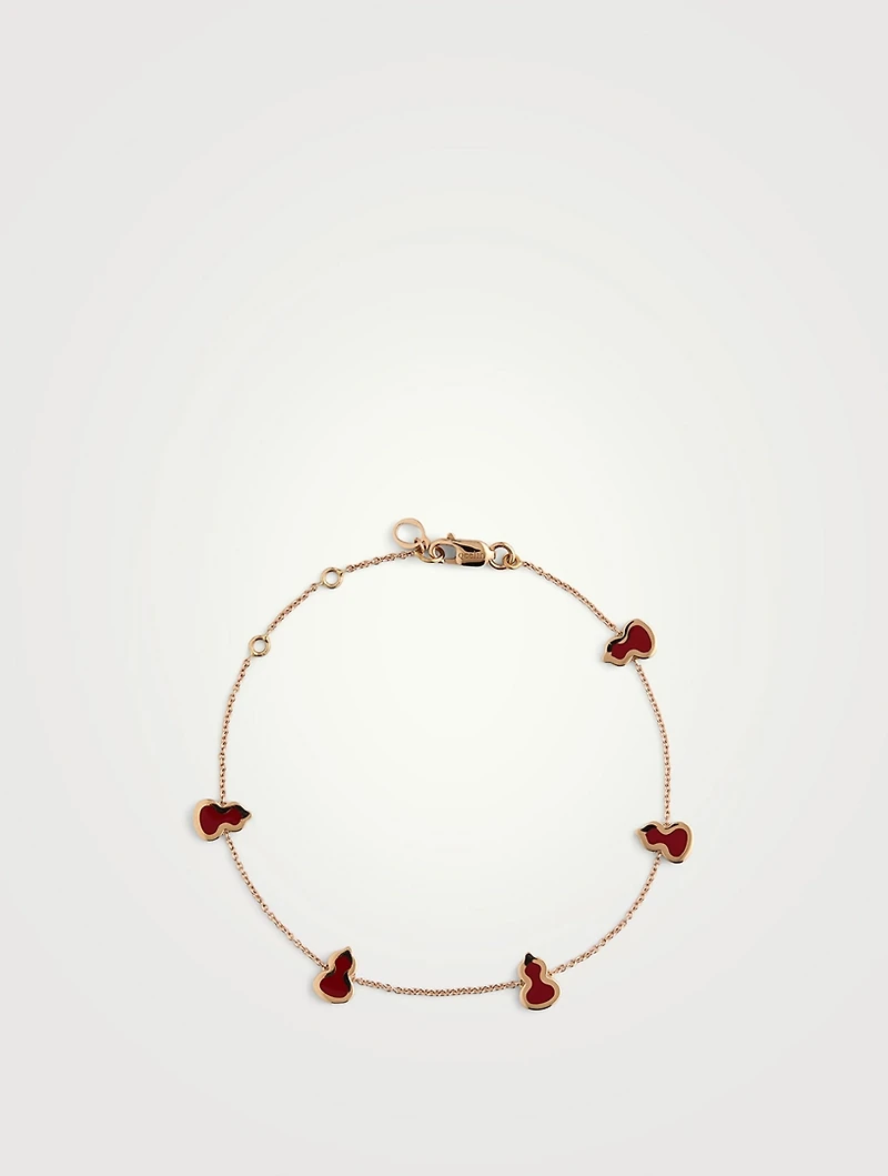 Wulu 18K Rose Gold Sautoir Bracelet With Red Enamel