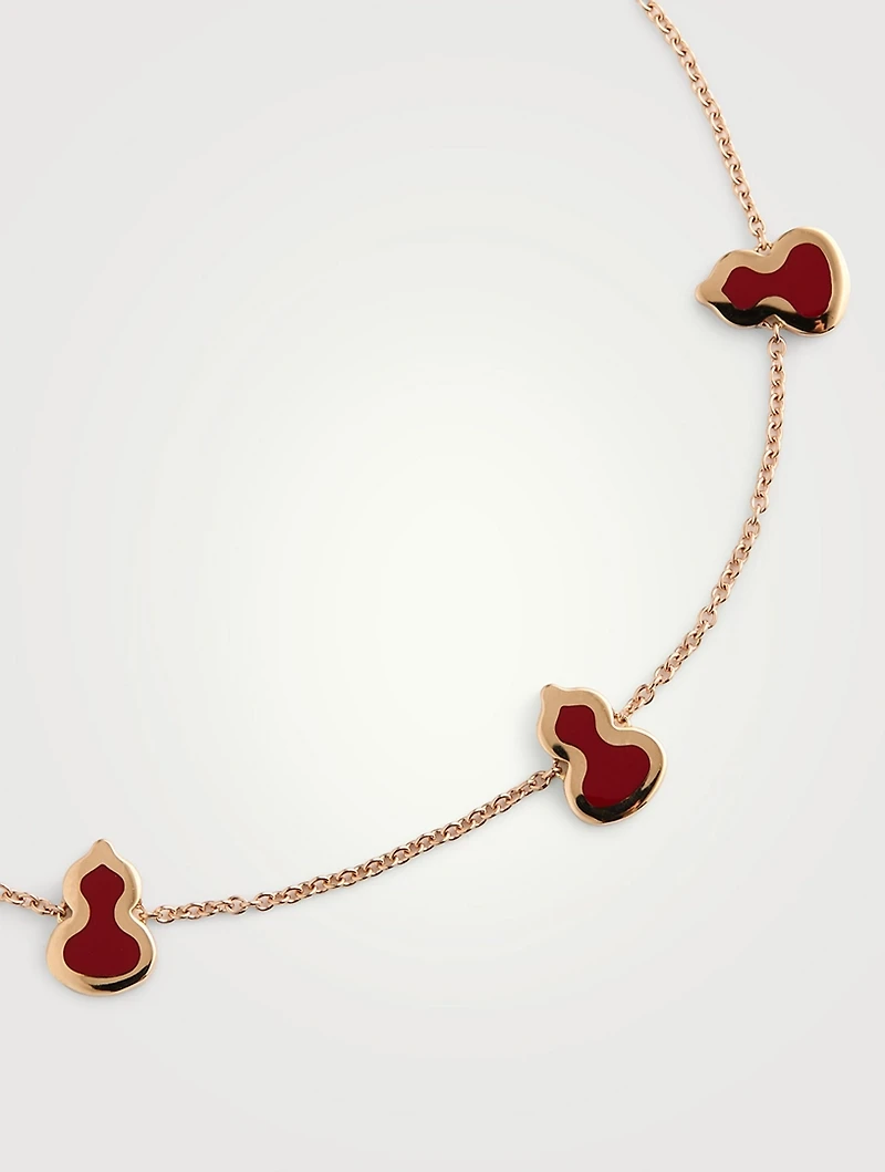Wulu 18K Rose Gold Sautoir Bracelet With Red Enamel