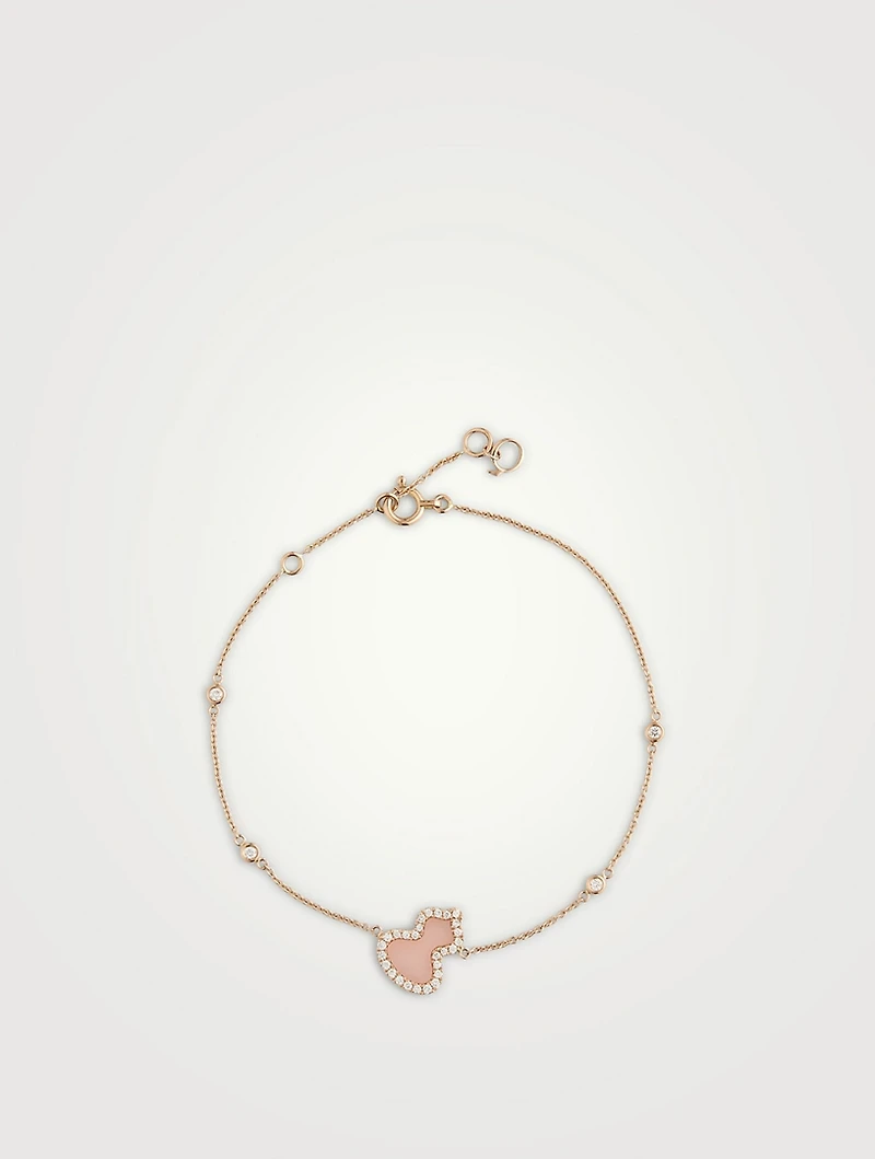 Petite Wulu 18K Rose Gold Bracelet With Pink Opal And Diamonds