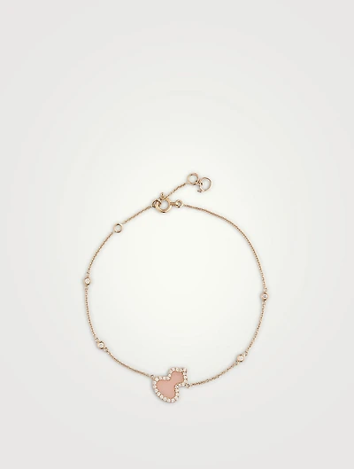 Petite Wulu 18K Rose Gold Bracelet With Pink Opal And Diamonds