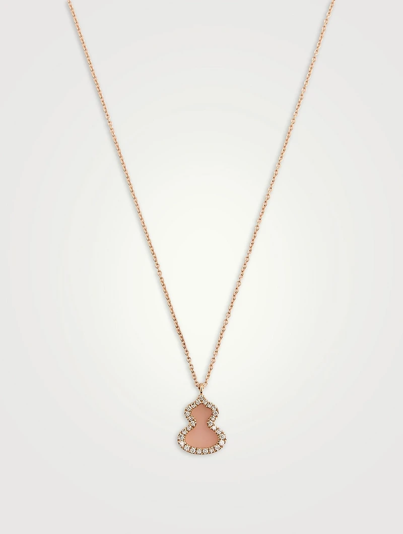 Petite Wulu 18K Rose Gold Necklace With Pink Opal And Diamonds