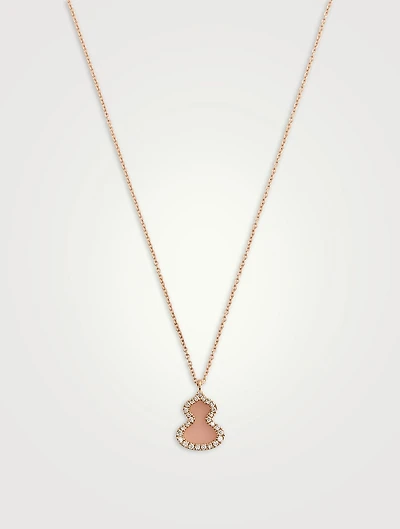 Petite Wulu 18K Rose Gold Necklace With Pink Opal And Diamonds