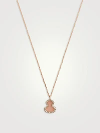 Petite Wulu 18K Rose Gold Necklace With Pink Opal And Diamonds