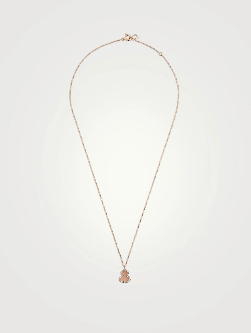 Petite Wulu 18K Rose Gold Necklace With Pink Opal And Diamonds