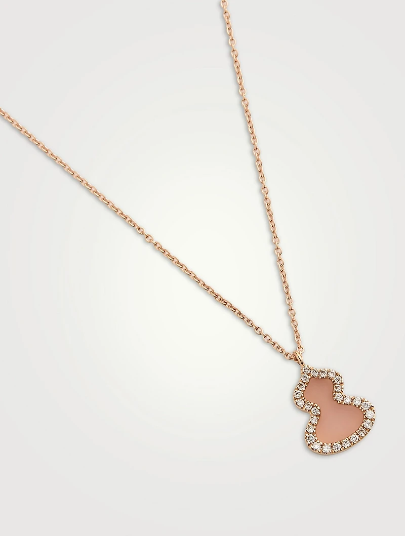 Petite Wulu 18K Rose Gold Necklace With Pink Opal And Diamonds