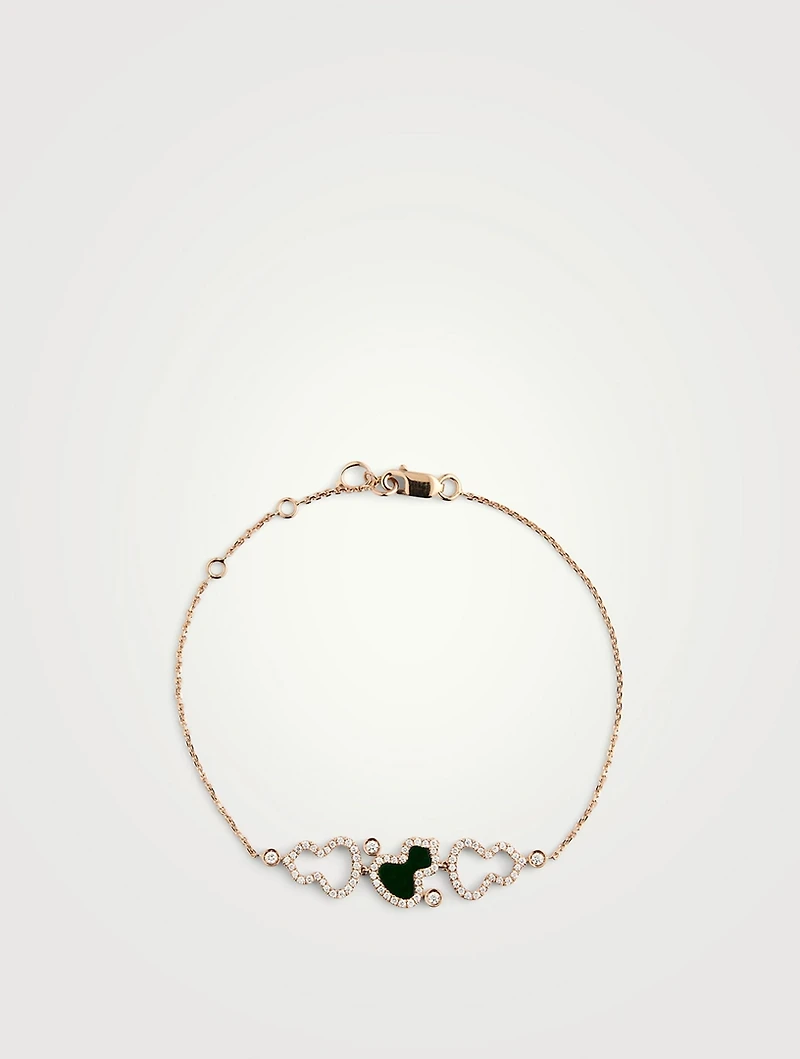 Wulu 18K Rose Gold Bracelet With Jade And Diamonds