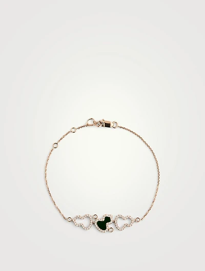 Wulu 18K Rose Gold Bracelet With Jade And Diamonds