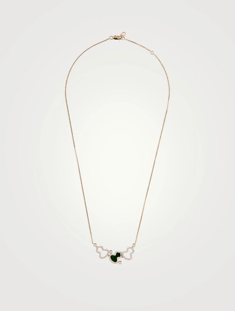 Wulu 18K Rose Gold Necklace With Jade And Diamonds