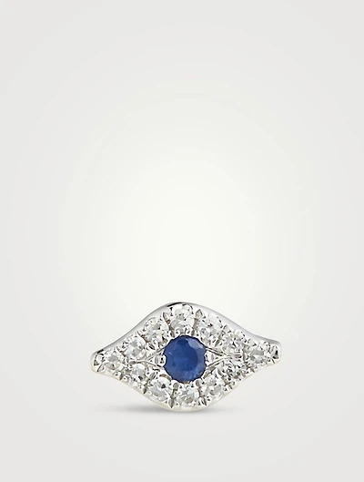 Mini 14K Gold Diamond Evil Eye Stud Earring