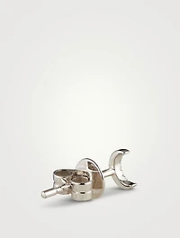 Baby 14K White Gold Diamond Moon Stud Earring