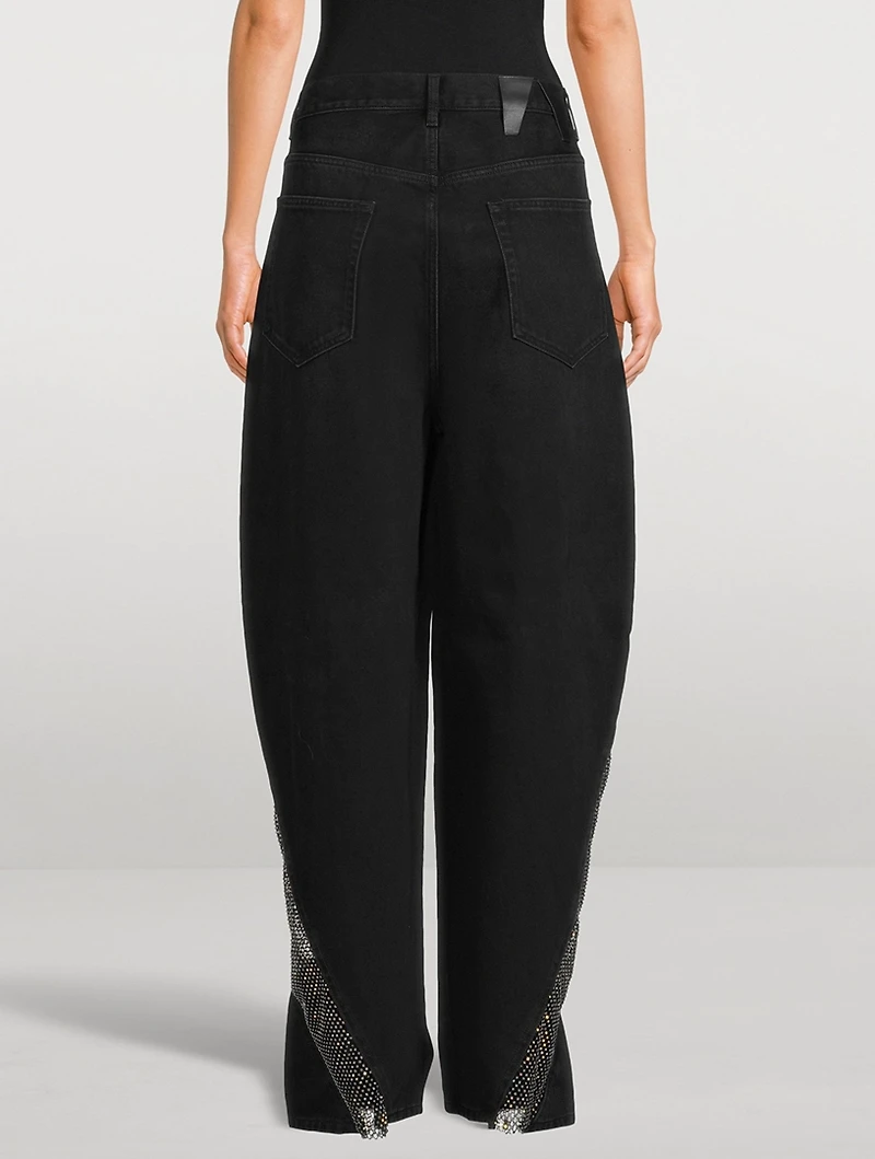 Lady Ray Around Crystal-Embellished Wide-Leg Jeans