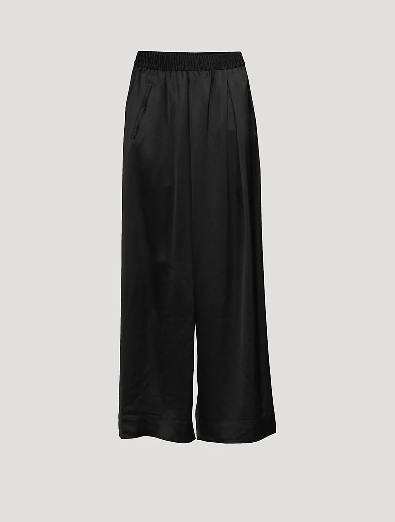 Tech Satin Wide-Leg Pants