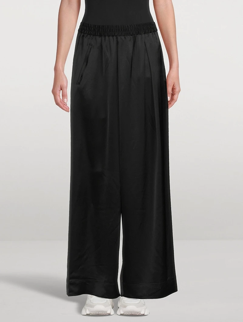 Tech Satin Wide-Leg Pants