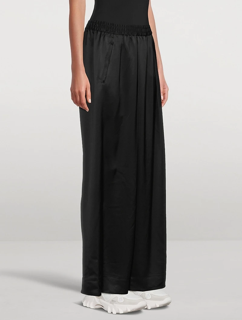 Tech Satin Wide-Leg Pants