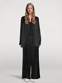 Tech Satin Wide-Leg Pants