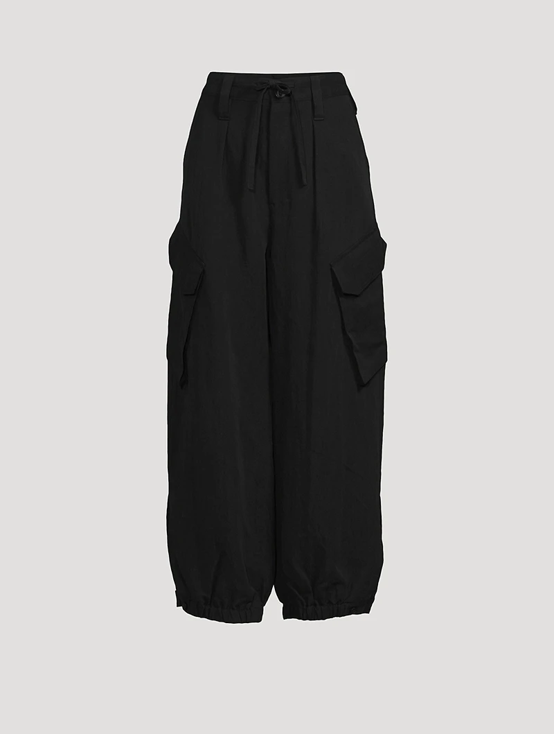 Crinkled Twill Cargo Pants