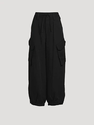 Crinkled Twill Cargo Pants