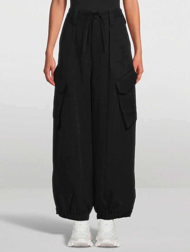 Crinkled Twill Cargo Pants