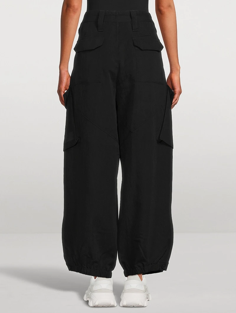 Crinkled Twill Cargo Pants
