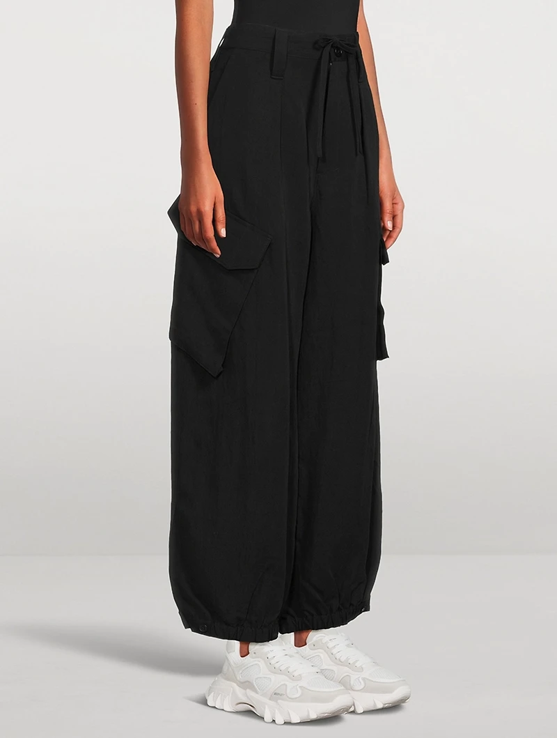 Crinkled Twill Cargo Pants
