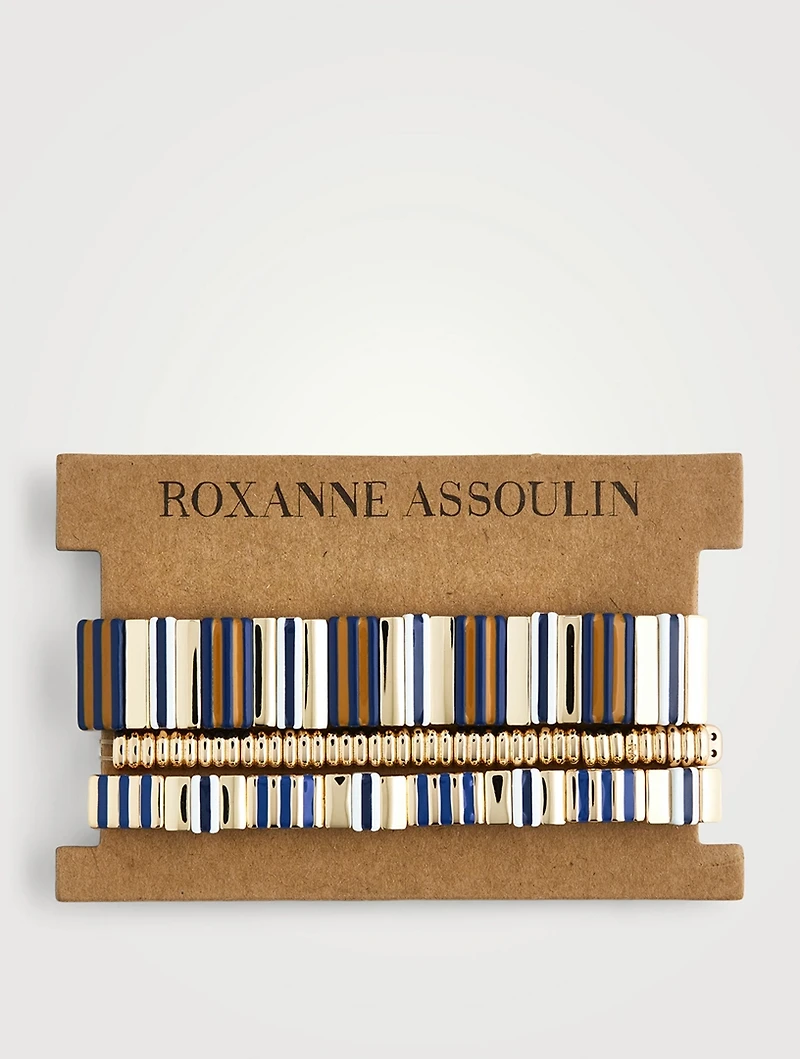 Set Of Three Buttoned Up Bracelets