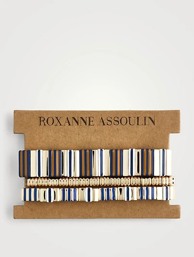 Set Of Three Buttoned Up Bracelets