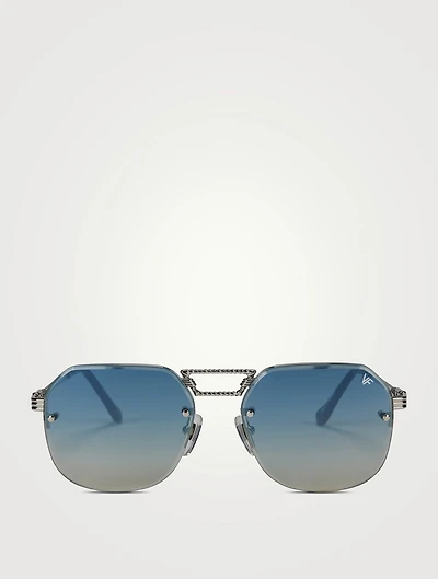 CEO Bevel Drill Mount Aviator Sunglasses